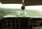 El Monte Airport Runway 19, Approaching to Runway in Light Rain and Strong Late Afternoon Sunlight